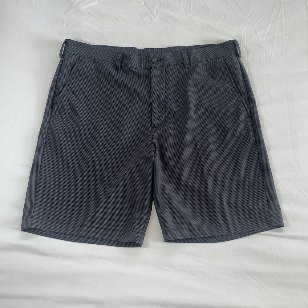PGA Tour Golf Shorts Plaid Black Blue Size 38‎